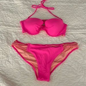 Hot pink Victorias Secret convertible bikini